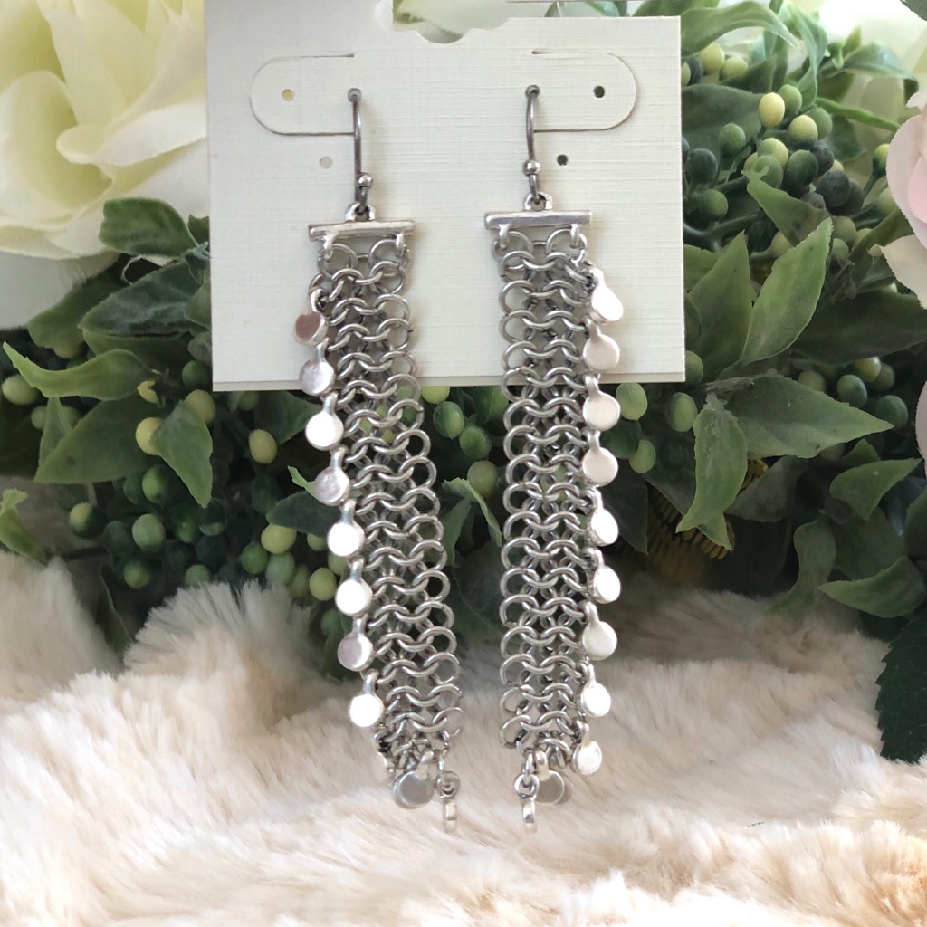 Nwt Lucky Brand Silver Chain Link Earrings